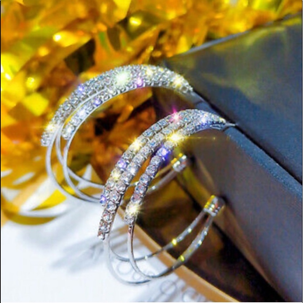 CZ Hoop Earrings - Picture 2 of 4